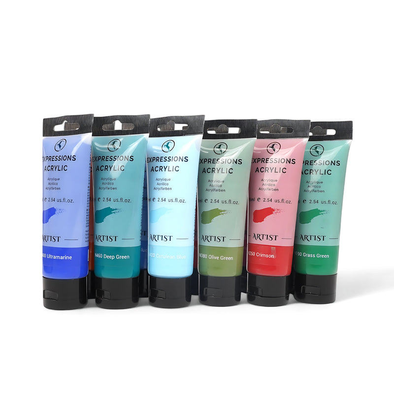 Expressions Acrylic Paint tube in a variety of colors – 75 ml, ideal for professional and hobby artists.