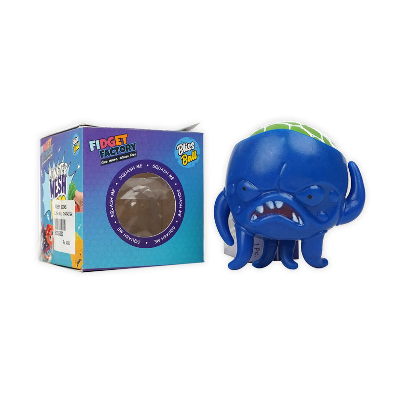 FIDGET FACTORY Squash Mesh Bliss Ball | 1 Pc | Angry Blue Octopus