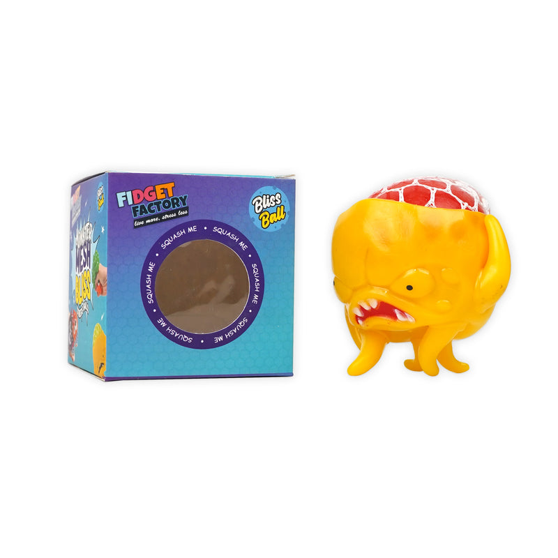 FIDGET FACTORY Squash Mesh Bliss Ball | 1 Pc | Angry Yellow Octopus