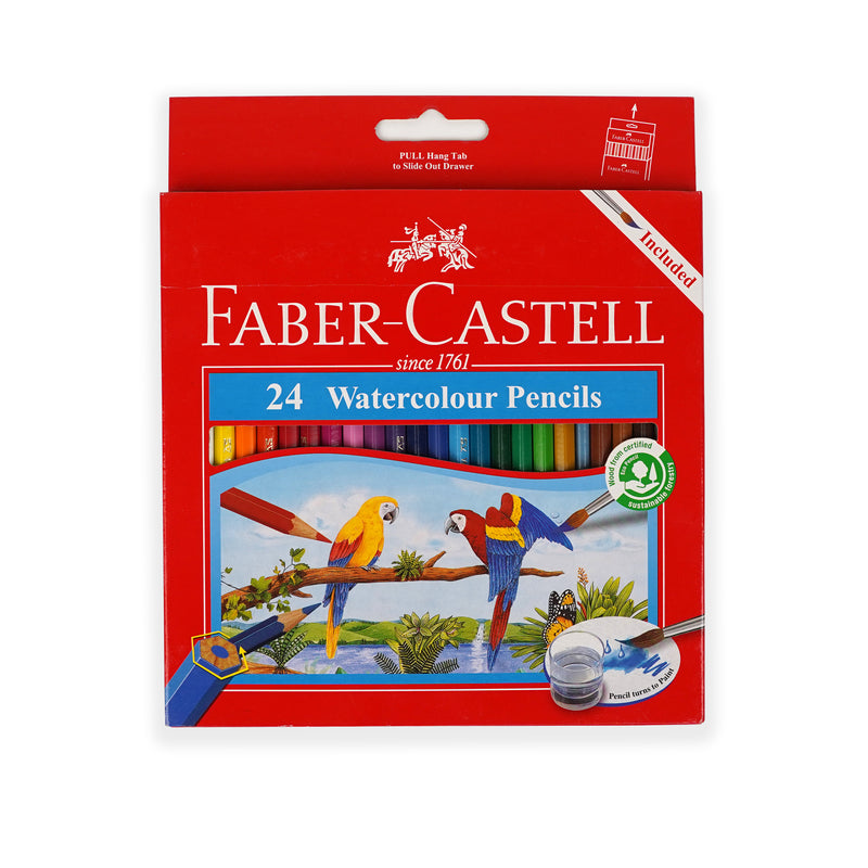 FABER-CASTELL Watercolour Pencils | Available in 12, 24, 36, 48 & 100 Sets | Turns to Paint | Sustainable Art Supplies