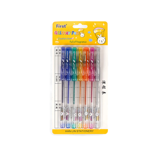 First Glitter Pen Set with fragrance by Han Lin Stationery, available in 7 colourful pen sets.

