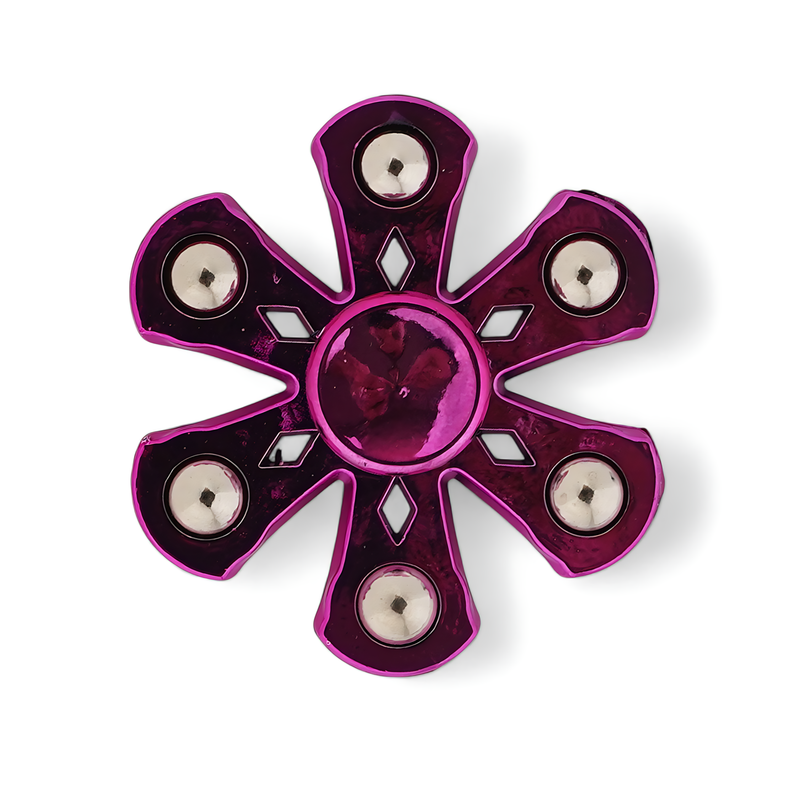 Flower-Themed Fidget Spinner - Metallic Purple Design with Smooth Spinning Action