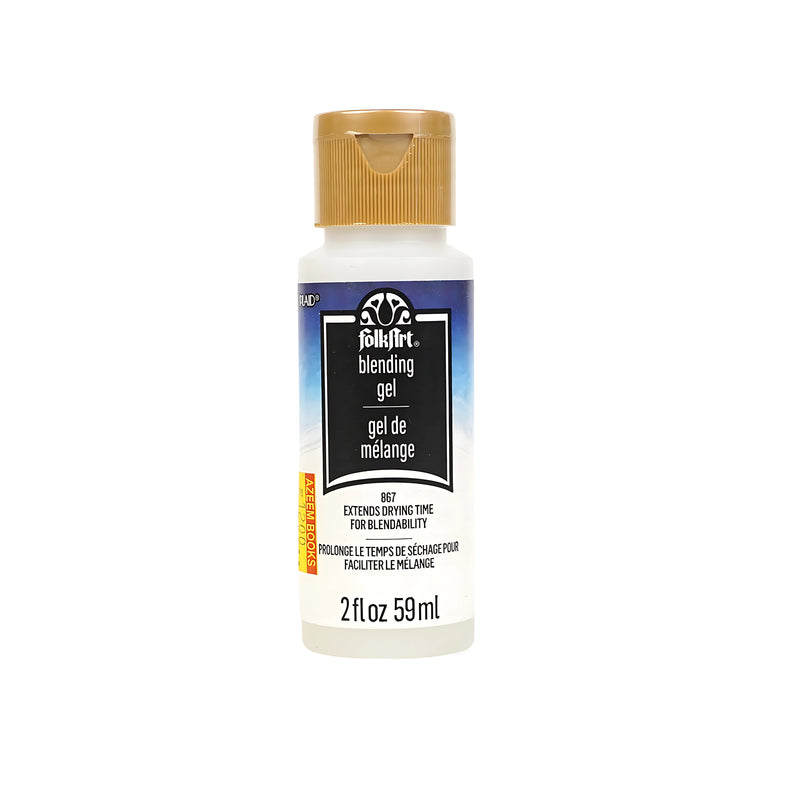FolkArt Blending Gel bottle, 59 ml, used to extend drying time and improve blending in acrylic paintings.

