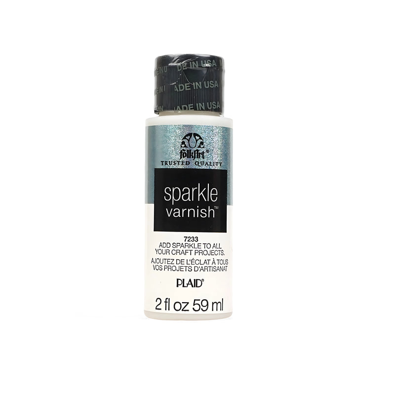 FolkArt Sparkle Varnish, 59 ml bottle, for adding a glittery finish to crafts and artwork.

