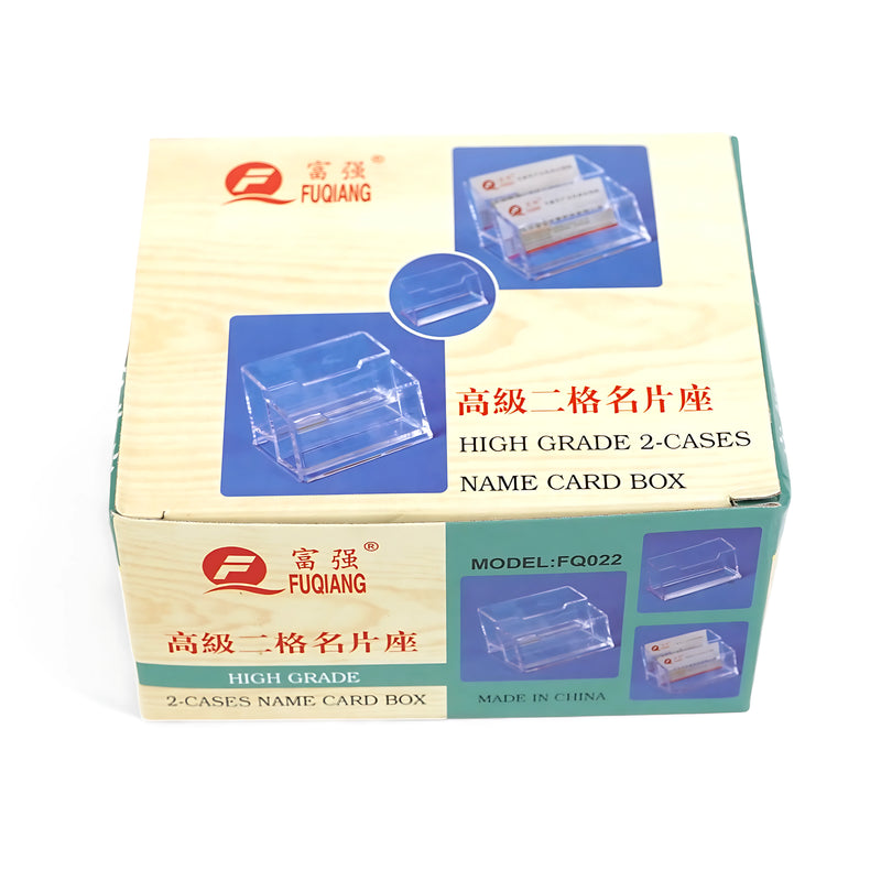 Fuqiang FQ 022 2-Case Name Card Holder, clear acrylic box for organizing business cards.

