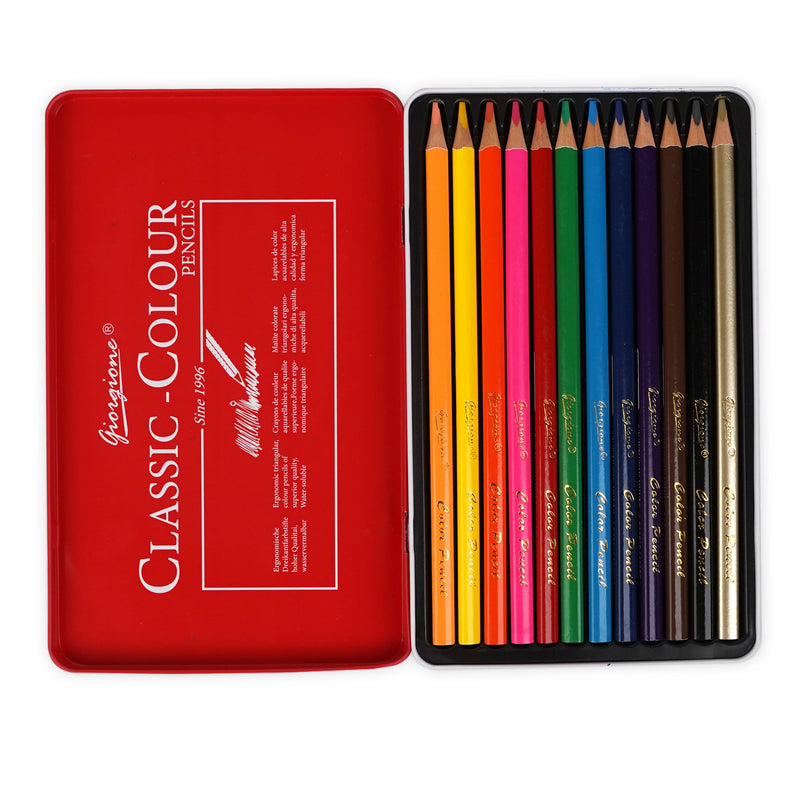 Giorgione Classic-Color Pencils | 12 Colors | Since 1996 | EcoPencil with Best Grip