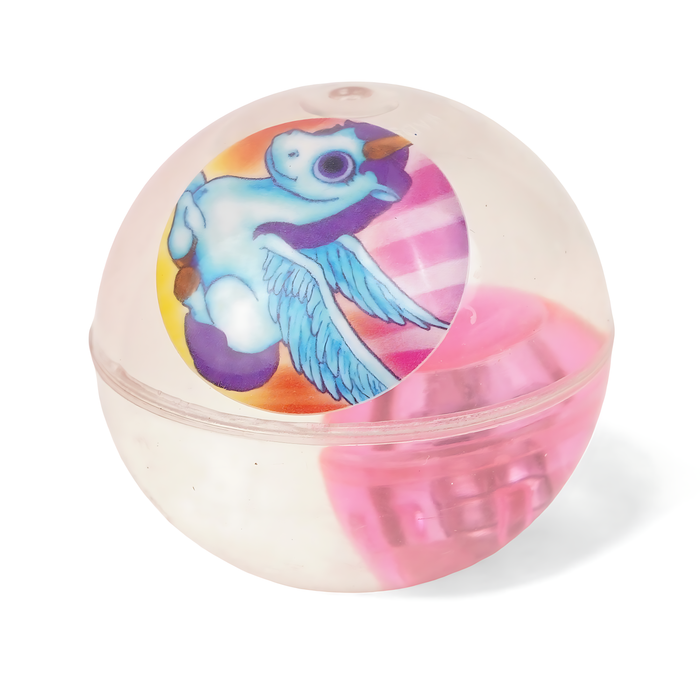Glitter-Filled Bouncy Ball - Clear Ball with Floating Sparkles and Colourful Inner Design - Various Designs