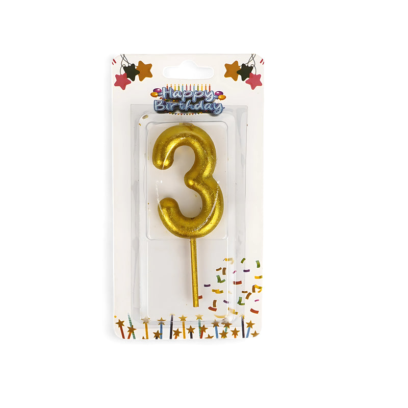 Gold Number 3 Birthday Candle – Perfect for Celebrating a Third Birthday!