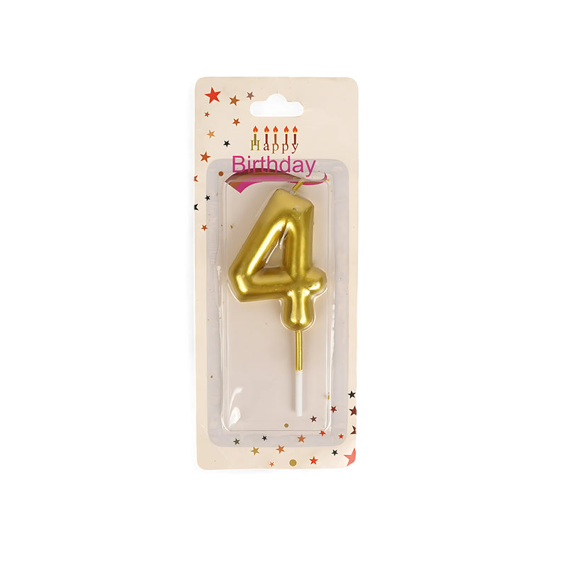 Gold Number 4 Birthday Candle – Elegant Candle for Fourth Birthdays and Milestone Celebrations