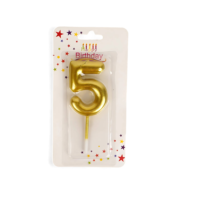 Gold Number 5 Birthday Candle – Elegant Candle for Fifth Birthdays and Milestone Celebrations