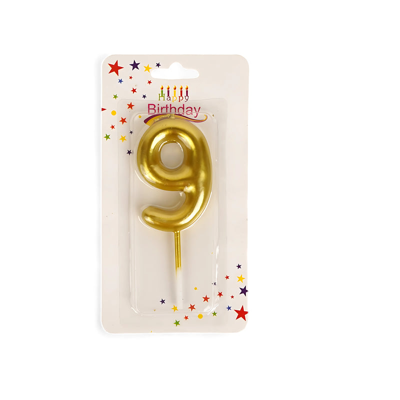 Gold Number 9 Birthday Candle – Luxurious Candle for Ninth Birthdays and Milestone Events