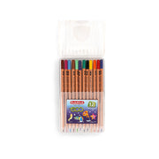 Goldfish Eco-Friendly 12-pack colour pencils in vibrant colors, displayed in a clear plastic case with aquatic-themed packaging for kids and eco-conscious users.

