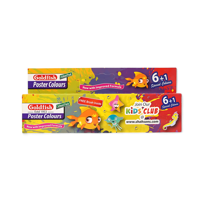 Goldfish Poster Colours School Pack – 6+1 Special Colours with Free Brush