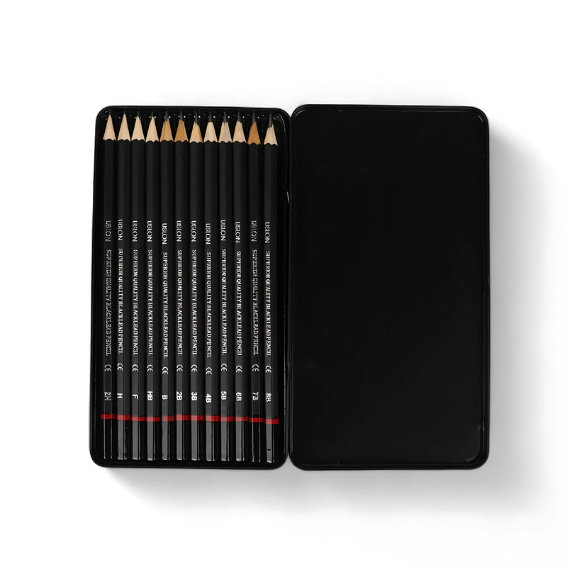 Graded Blacklead Pencil Set - 12 Piece, high-quality pencils in various grades for sketching, shading, and detailed artwork.

