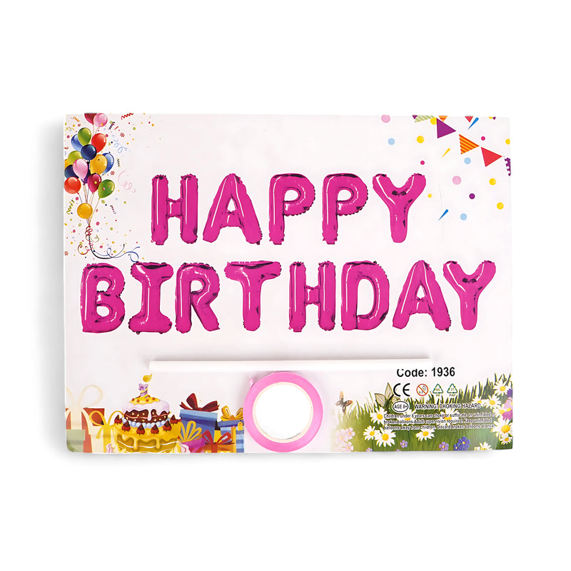 "HAPPY BIRTHDAY" Pink Foil Balloon Set – Bright and Festive Birthday Decoration