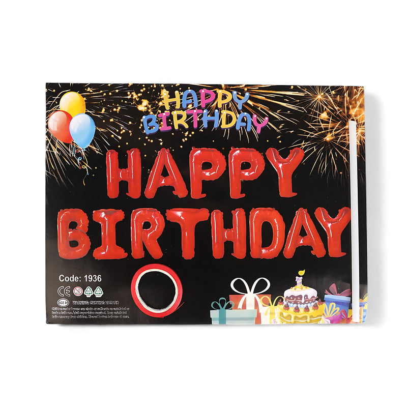 "HAPPY BIRTHDAY" Red Foil Balloon Set – Festive Decoration for Birthday Celebrations
