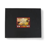 Handmade Bamboo Qalam Calligraphy Set in a large black box with bamboo pens and premium inks, ideal for calligraphy enthusiasts and beginners.

