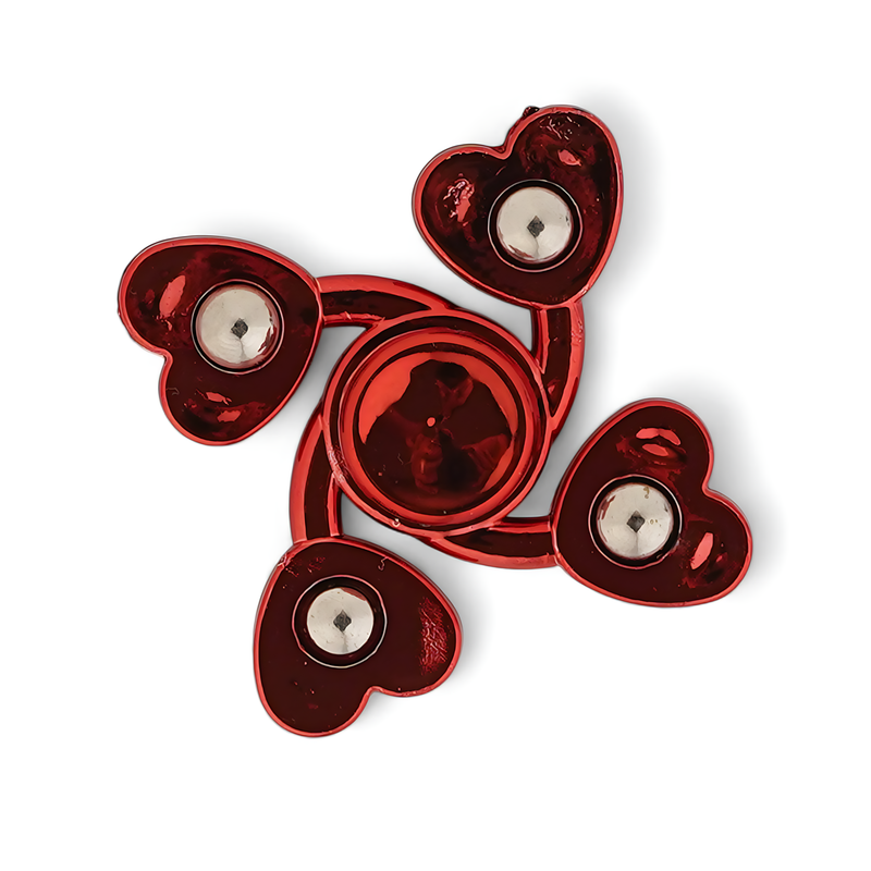 Heart-Themed Fidget Spinner - Romantic Red Design with Smooth Spinning Action