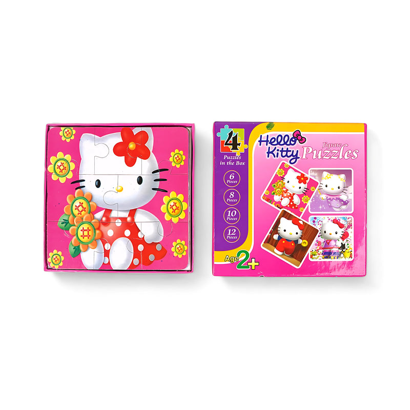 Hello Kitty Jigsaw Puzzle Set - 4 Puzzles for Kids Age 2+ - 6, 8, 10, and 12 Piece Puzzles

