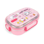 Hello Kitty Stainless Steel Lunch Box featuring a colorful design, perfect for kids to carry meals while enjoying their favorite character.

