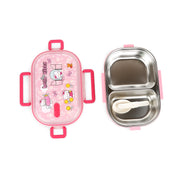 Hello Kitty Stainless Steel Lunch Box featuring a colorful design, perfect for kids to carry meals while enjoying their favorite character.

