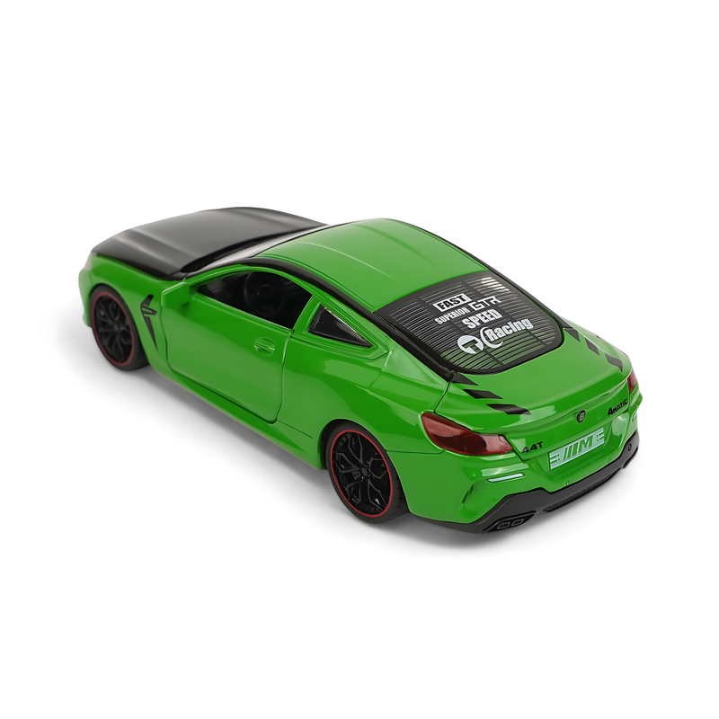High-Performance Green Sports Car Diecast Model - Sleek Design with Functional Doors and Trunk