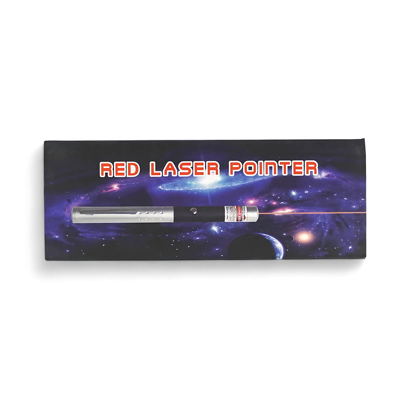 Red laser pointer with black and metallic accents, ideal for presentations, teaching, and stargazing.

