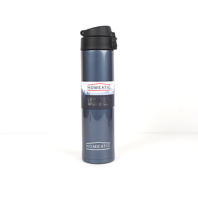 Homeatic Leisure & Sports Bottle – Stainless steel insulated water bottle with a secure lid, suitable for gym, travel, and daily hydration. - BLUE