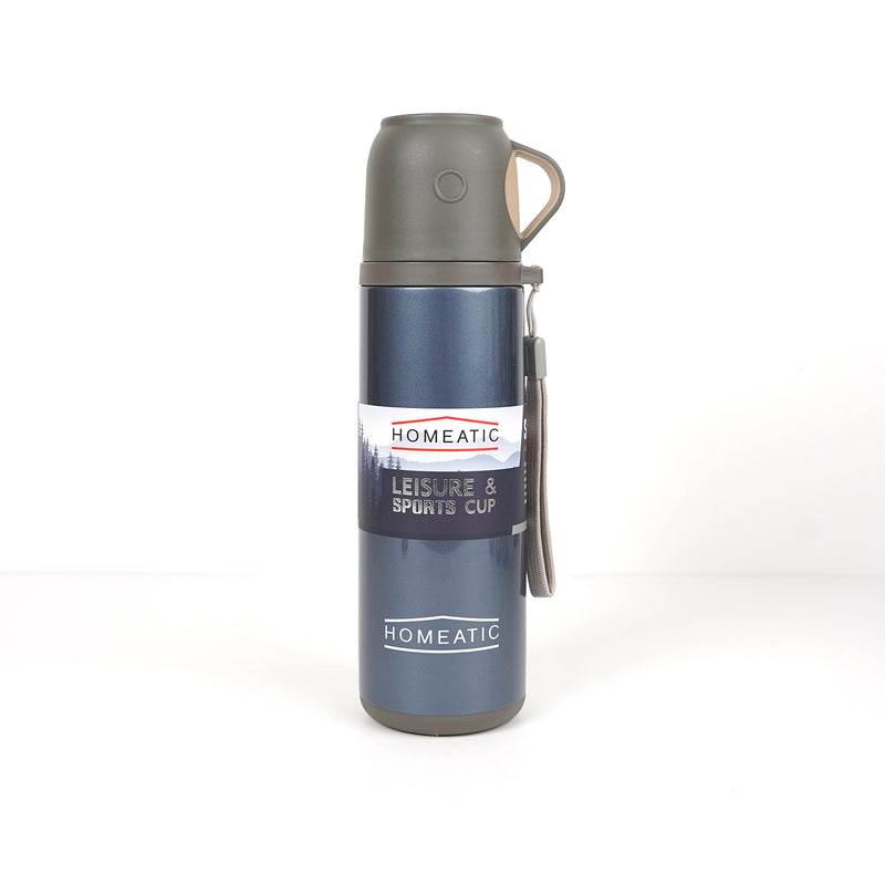 Homeatic Leisure & Sports Cup – Premium Insulated Stainless Steel Flask (Blue, Silver, Golden Variants)