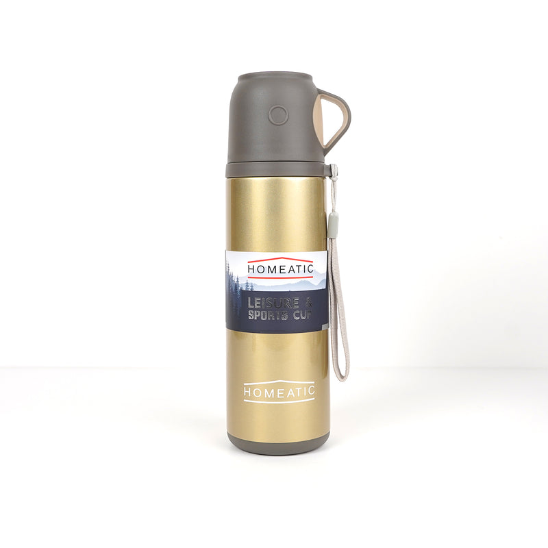 Homeatic Leisure & Sports Cup – Premium Insulated Stainless Steel Flask (Blue, Silver, Golden Variants)