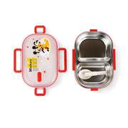 Homeatic Mickey Mouse Stainless Steel Lunch Box featuring a colorful design, perfect for kids to carry meals while enjoying their favorite character.

