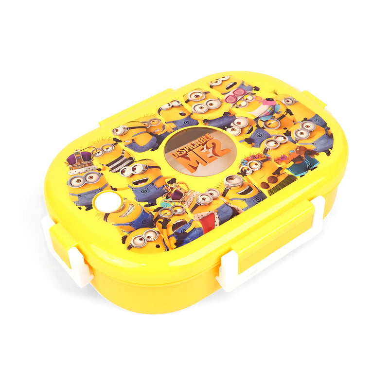 Homeatic Minions Stainless Steel Lunch Box featuring a colorful design, perfect for kids to carry meals while enjoying their favorite characters.

