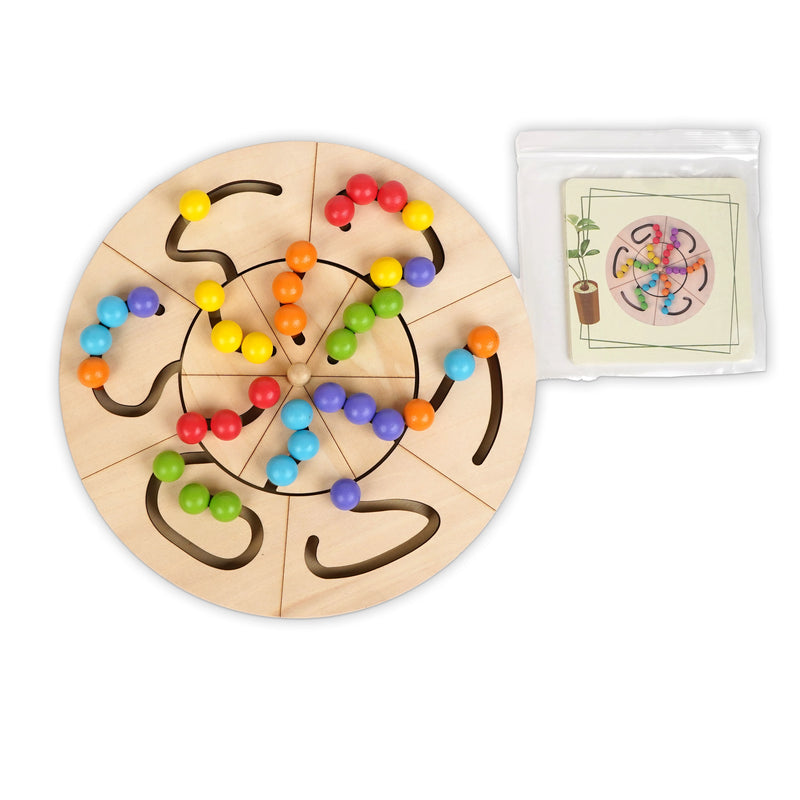 Intelligence Turntable – Wooden educational toy for toddlers aged 36+ months, featuring colorful beads and interactive tracks for cognitive and motor skill development. img2