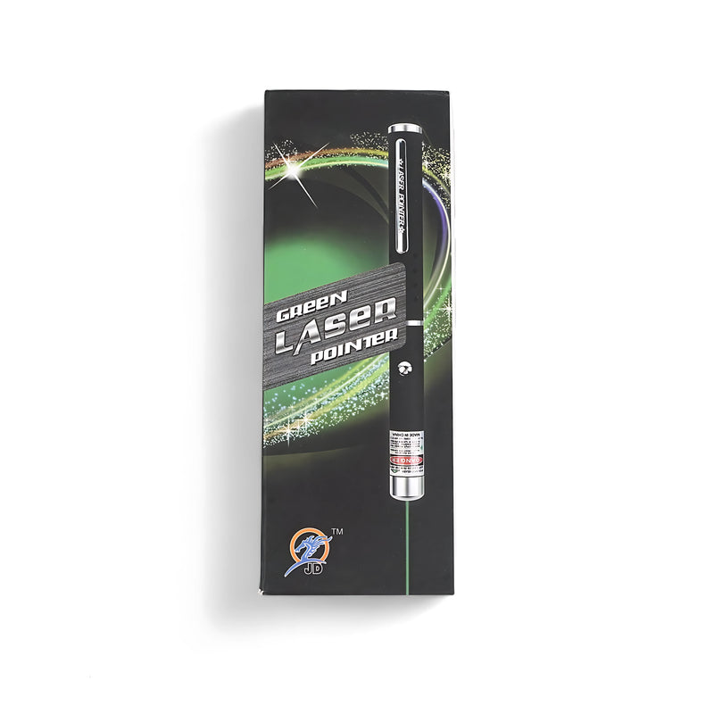 JD Green Laser Pointer with a sleek design and high-visibility green beam, perfect for presentations and outdoor activities.

