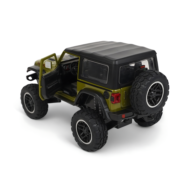 Jeep Wrangler Rubicon Diecast Model - Rugged Green Off-Road SUV Miniature with Opening Doors and Realistic Features