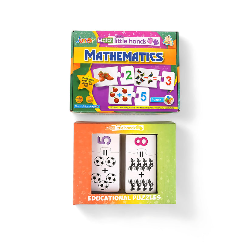 Junior Mathematics Puzzle - Addition and Counting Game for Kids Age 3+ with 32 Self-Correcting Puzzle Sets

