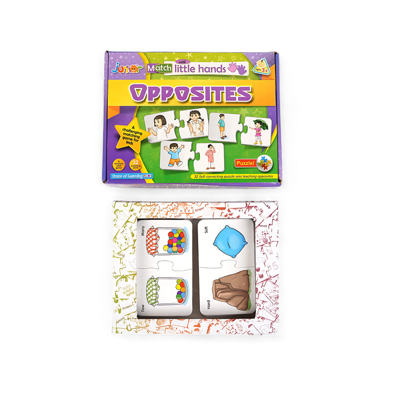 Junior Opposites Puzzle - Educational Matching Game for Kids Age 3+ with 32 Self-Correcting Puzzle Sets

