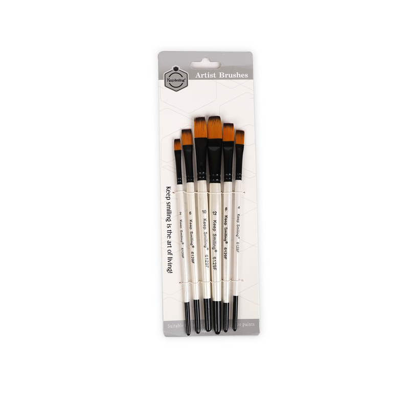 Keep Smiling Artist Brushes (6120F, 6128F, 6129F) for Acrylic & Oil Painting