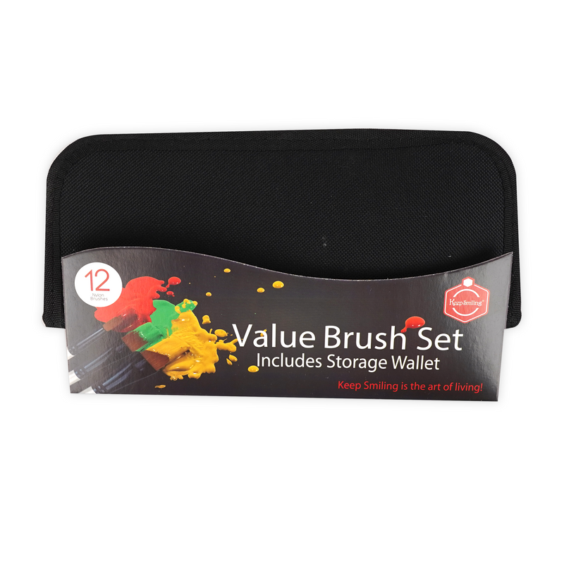 Keep Smiling 12-Piece Nylon Brush Set with Storage Wallet