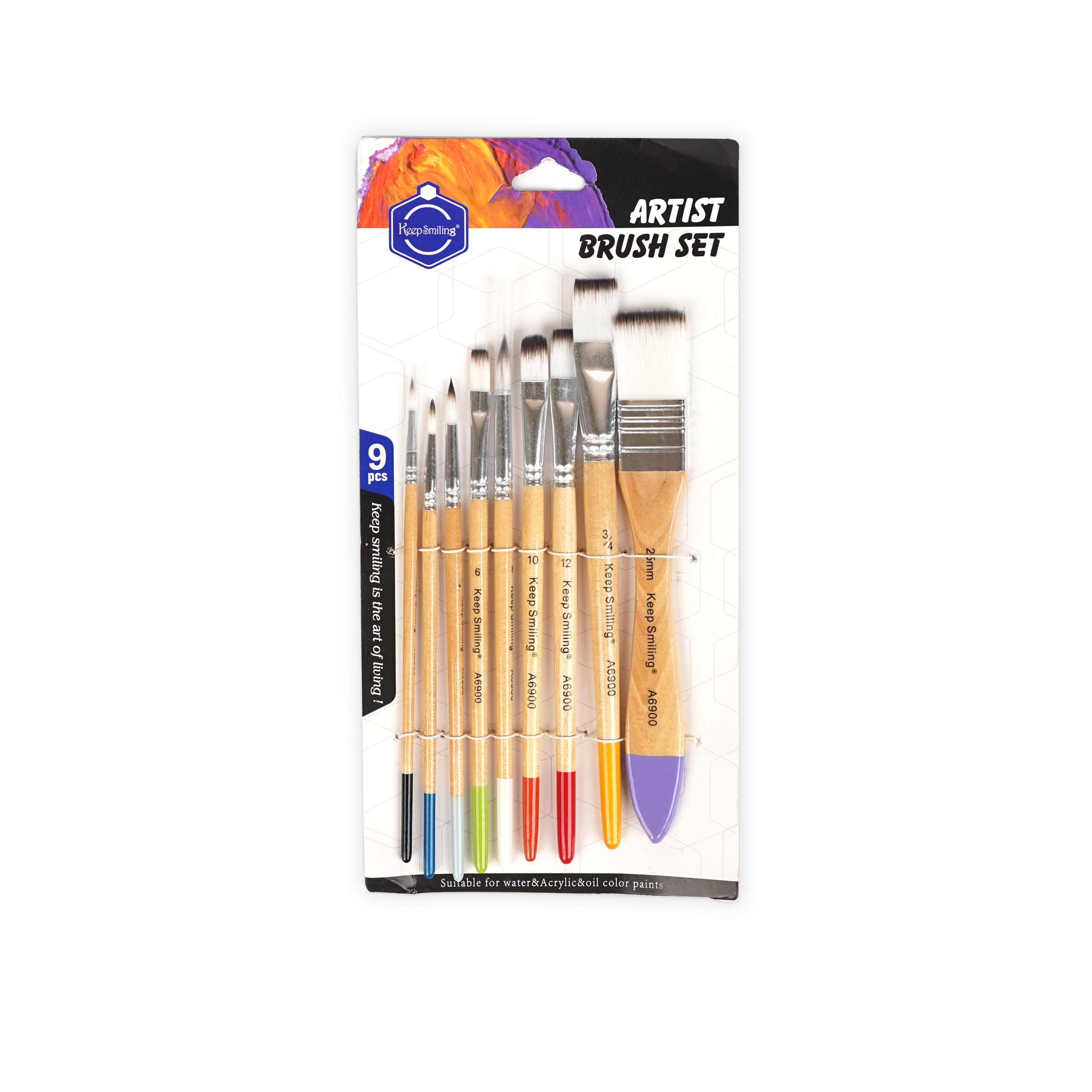 Azeem Books - Keep Smiling 9-Piece Artist Brush Set