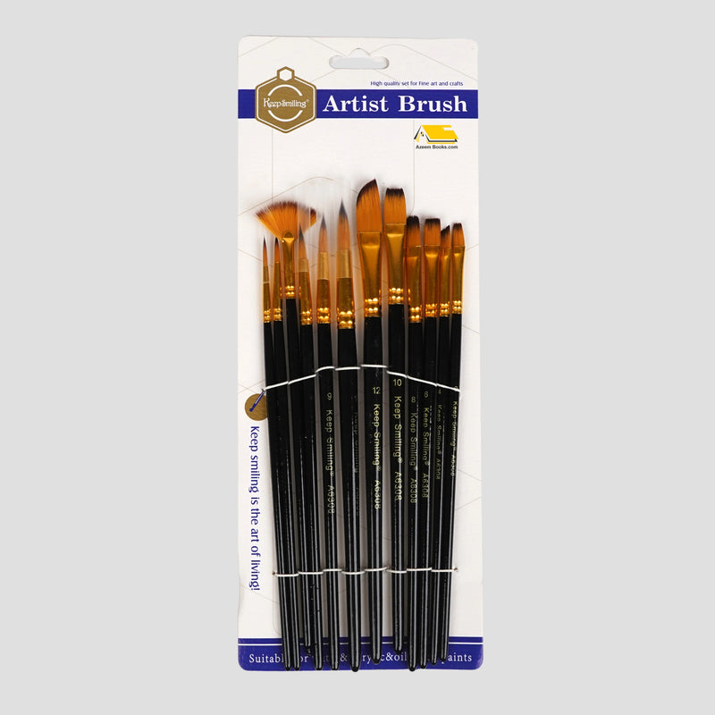 Keep Smiling Artist Brushes 12 Pcs & 15 Pcs Packs | For Acrylic & Oil Painting