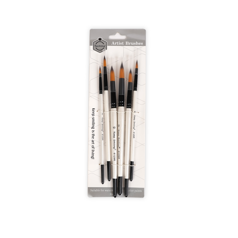 Keep Smiling Artist Round Brush Set – 6 Sizes for Watercolour Painting