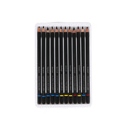 Keep Smiling Charcoal Pencils Set - 12 Pieces, includes soft, medium, and hard grades for detailed sketching and shading.

