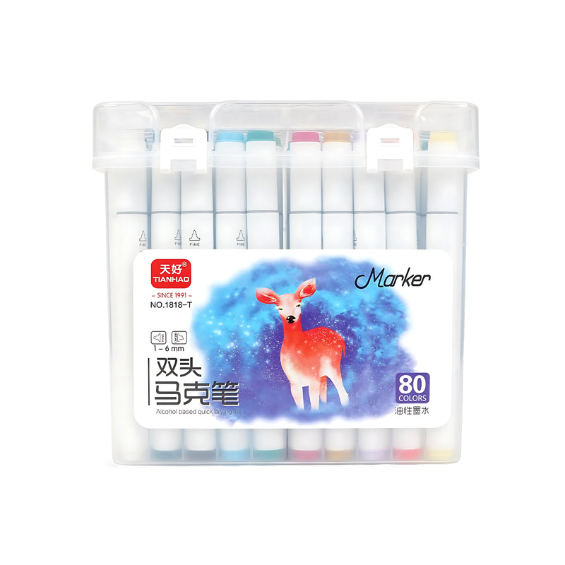 Tianhao & Keep Smiling Dual Tip Alcohol-Based Marker Sets - Available in 24, 36, 48, 60, and 80 Color Variants