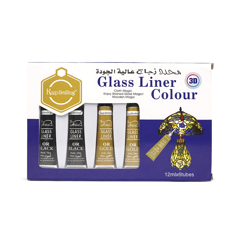 Keep Smiling Glass Liner Colour Set – 3D Black and Gold Glass Liners for Stained Glass Effects