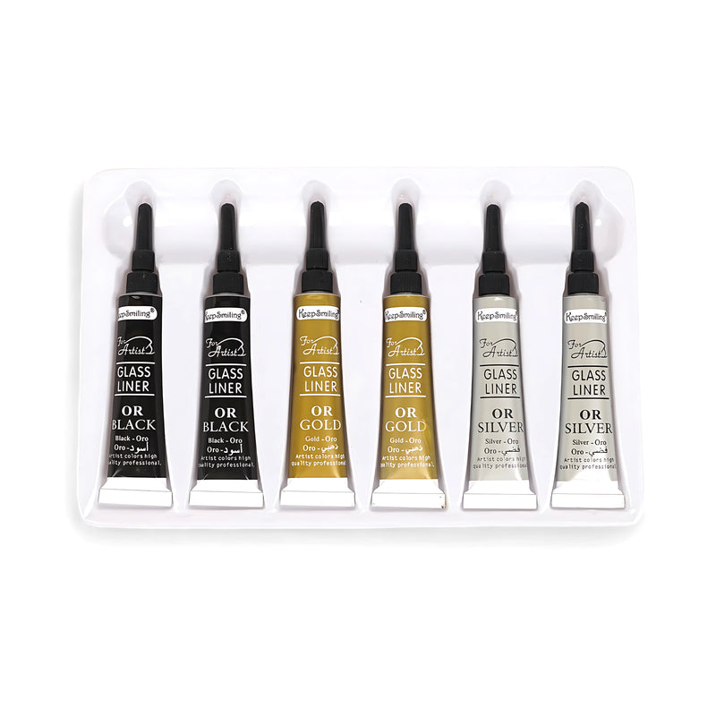 Keep Smiling Glass Liner Colour Set – 3D Black and Gold Glass Liners for Stained Glass Effects