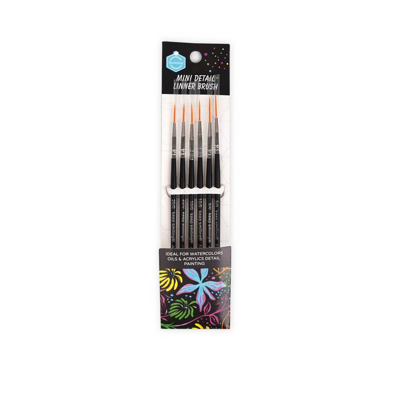 Keep Smiling Mini Detail Liner Brushes Pack Of 6 – Perfect for Watercolours, Oils & Acrylics