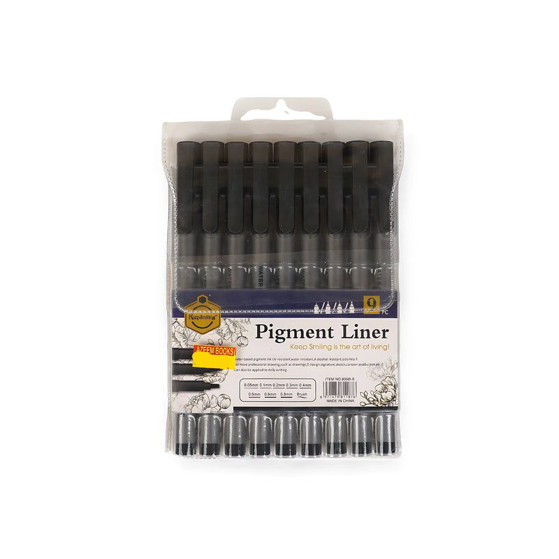 Keep Smiling Pigment Liner Set with multiple nib sizes for professional precision drawing and technical work.

