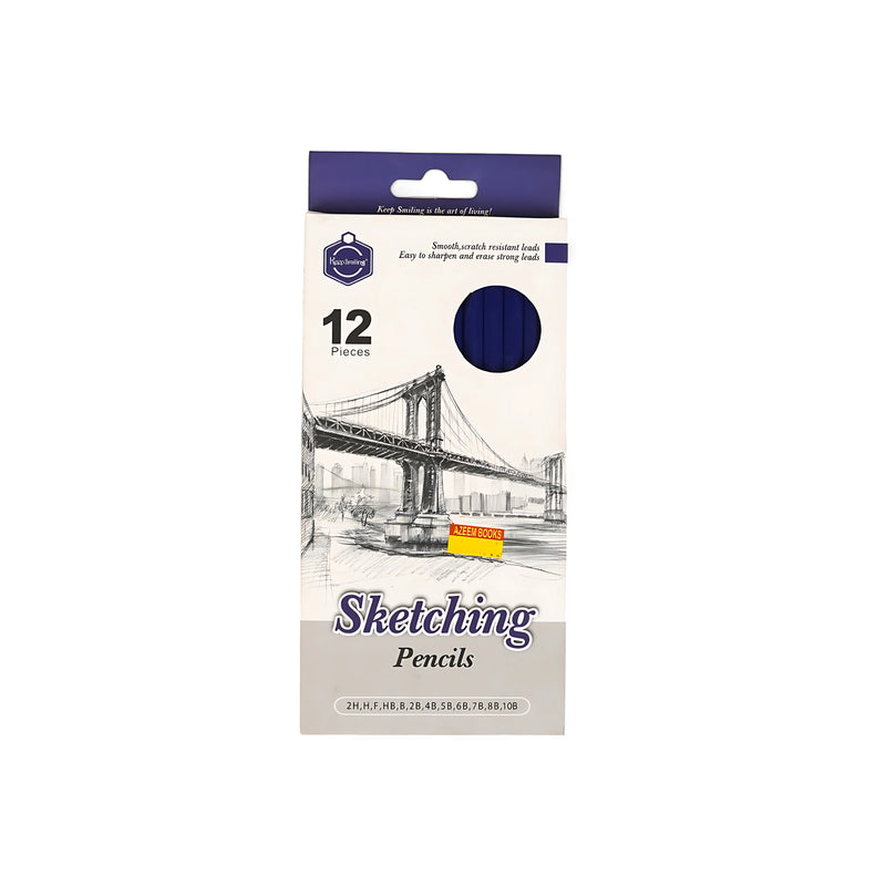 Keep Smiling 12-piece Sketching Pencil Set with assorted grades from 2H to 10B for versatile shading and sketching.

