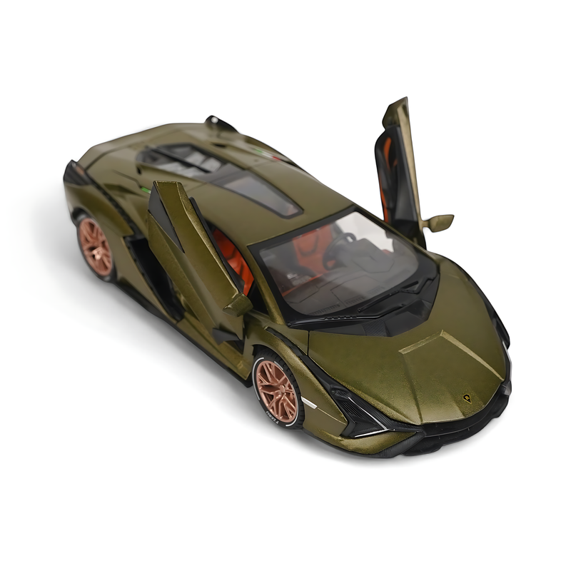 Luxury Lamborghini Diecast Model Car - Olive Green with Scissor Doors